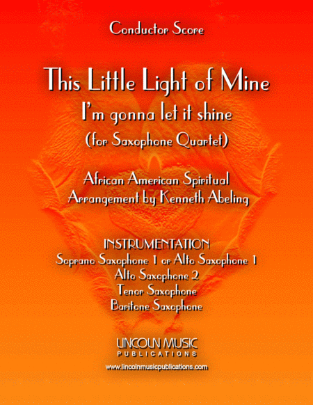 Free Sheet Music This Little Light Of Mine For Saxophone Quartet Satb Or Aatb