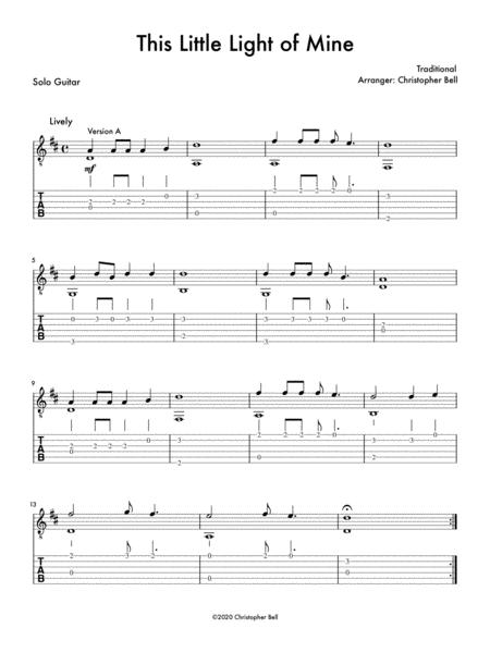Free Sheet Music This Little Light Of Mine Solo Guitar