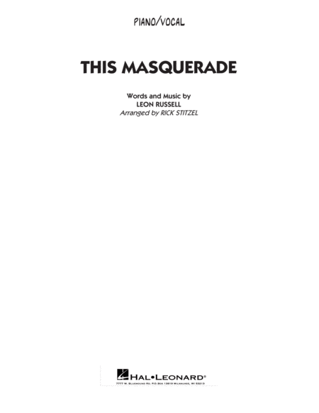 This Masquerade Arr Rick Stitzel Piano Vocal Sheet Music