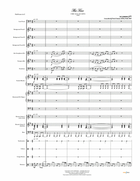 This Time Chicago Full Score Set Of Parts Sheet Music