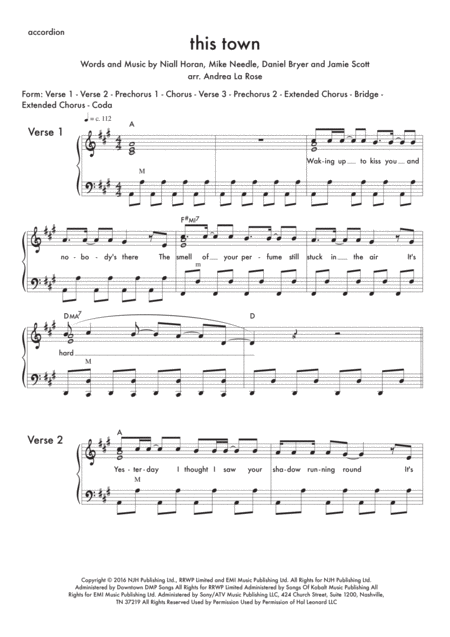 Free Sheet Music This Town Accordion Solo
