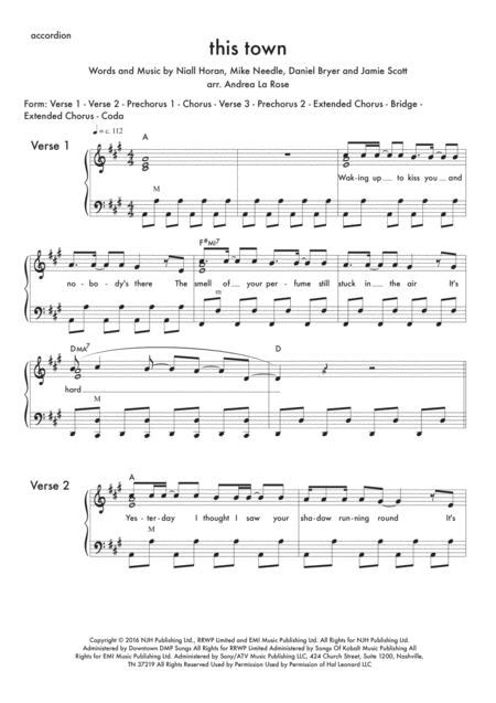 This Town Accordion Solo Sheet Music