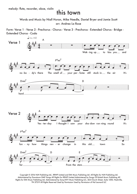 This Town Trio For C Instrument Guitar Piano Sheet Music