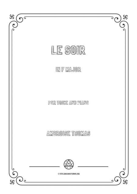 Thomas Le Soir In F Major For Voice And Piano Sheet Music