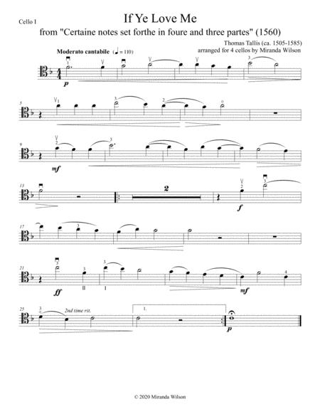 Thomas Tallis If Ye Love Me For 4 Cellos Sheet Music