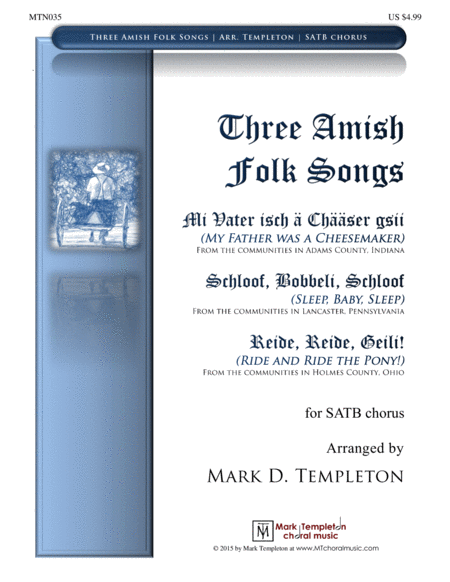 Free Sheet Music Three Amish Folk Songs