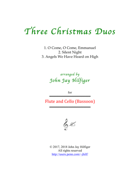 Free Sheet Music Three Christmas Duos For Flute And Cello