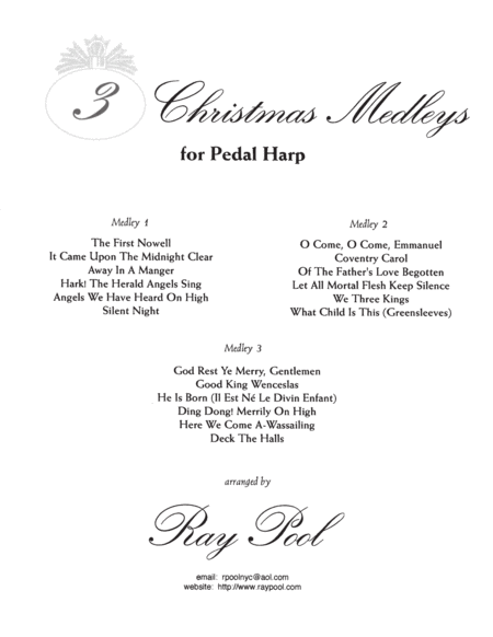 Three Christmas Medleys For Pedal Harp Sheet Music