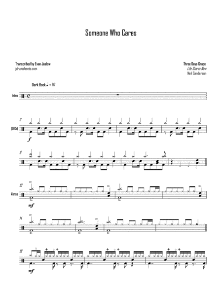 Three Days Grace Someone Who Cares Sheet Music