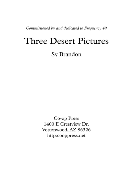 Three Desert Pictures Sheet Music