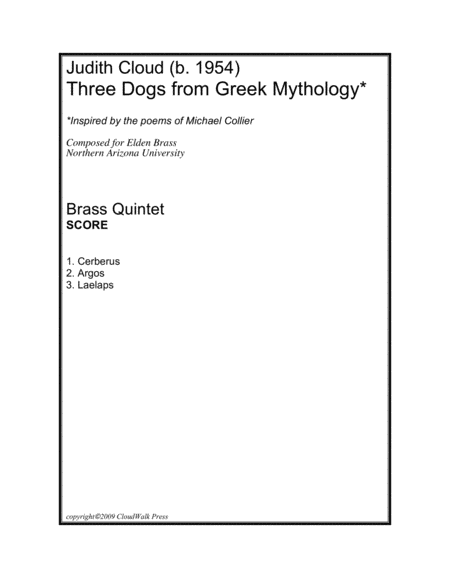 Three Dogs From Greek Mythology For Brass Quintet Sheet Music