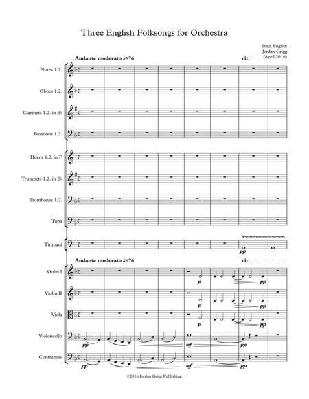 Free Sheet Music Three English Folksongs For Orchestra