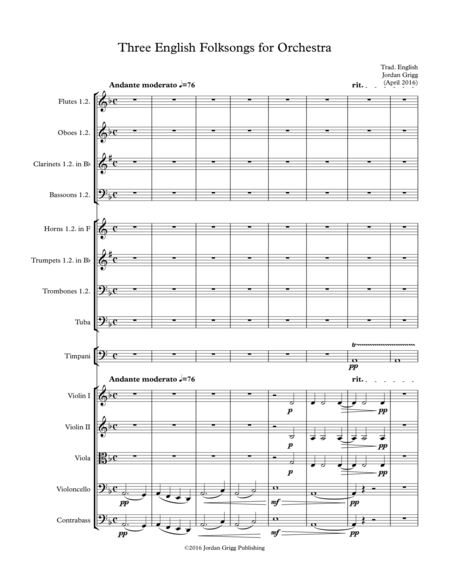 Three English Folksongs For Orchestra Sheet Music