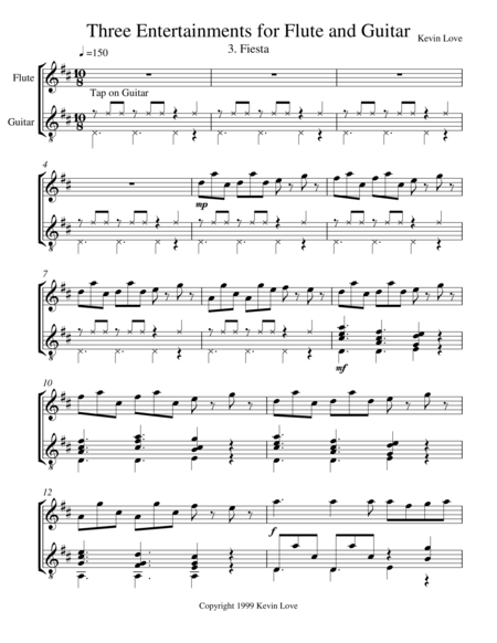 Free Sheet Music Three Entertainments For Flute And Guitar Fiesta Score And Parts