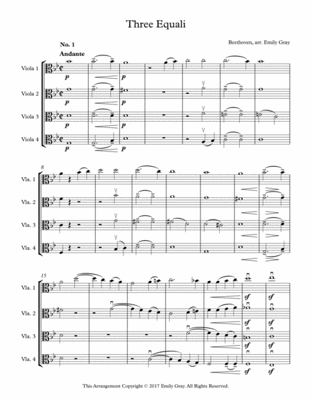 Free Sheet Music Three Equali For Four Violas