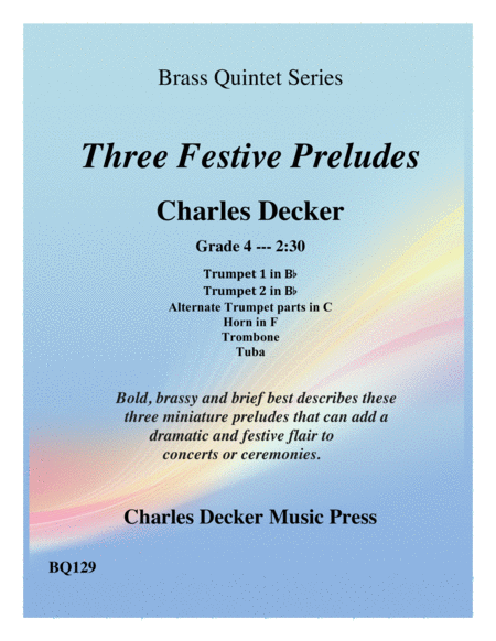 Three Festive Preludes For Brass Quintet Sheet Music