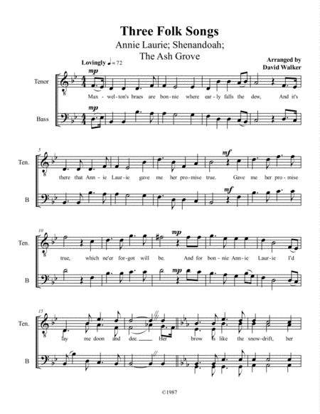 Three Folk Songs Sheet Music