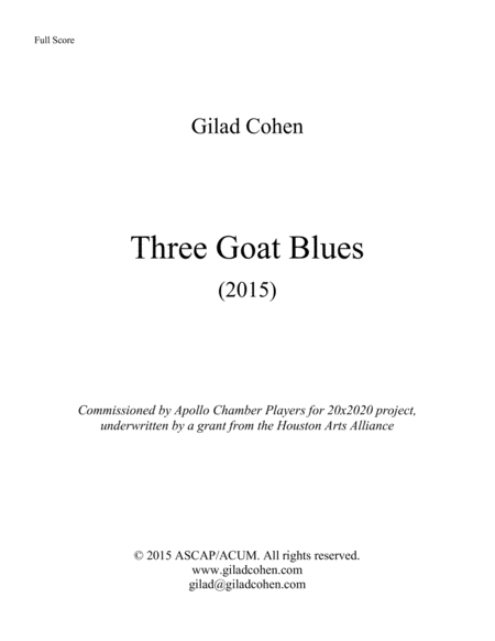 Three Goat Blues Sheet Music