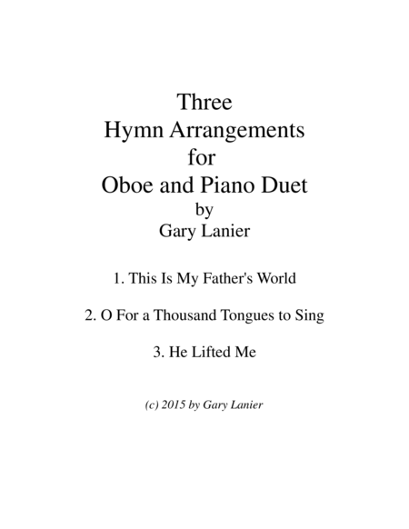 Three Hymn Arrangements For Oboe And Piano Duet Oboe Piano With Oboe Part Sheet Music