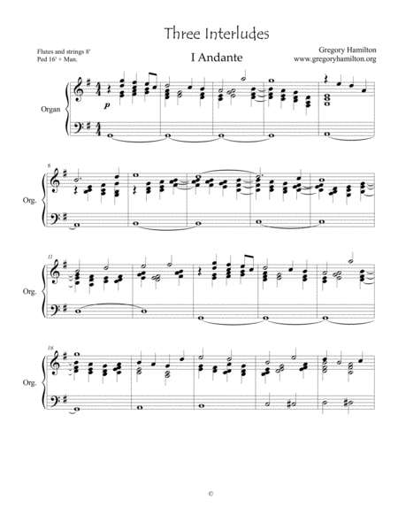 Free Sheet Music Three Interludes For Organ