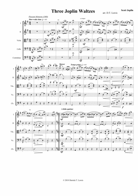Free Sheet Music Three Joplin Waltzes For String Orchestra