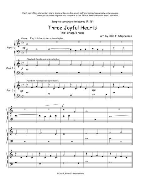 Free Sheet Music Three Joyful Hearts 1p 6h