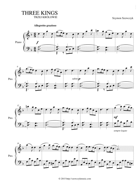 Free Sheet Music Three Kings Trzej Krolowie