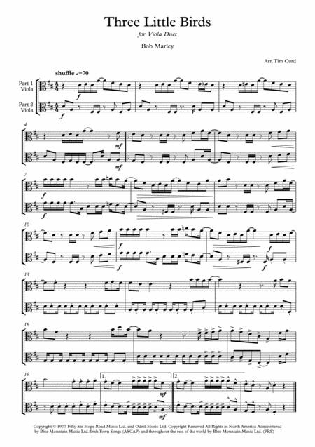 Free Sheet Music Three Little Birds For Viola Duet