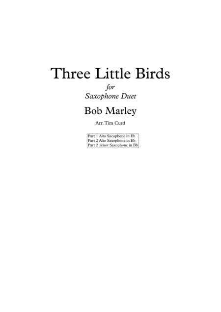 Three Little Birds Saxophone Duet Sheet Music