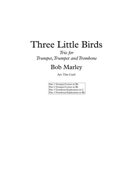 Three Little Birds Trio For Trumpet Trumpet And Trombone Sheet Music