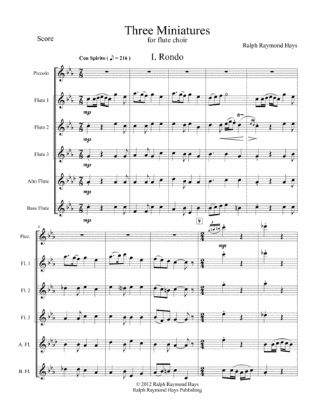 Free Sheet Music Three Miniatures For Flute Choir