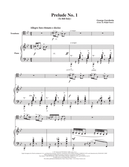 Free Sheet Music Three Preludes For Trombone And Piano