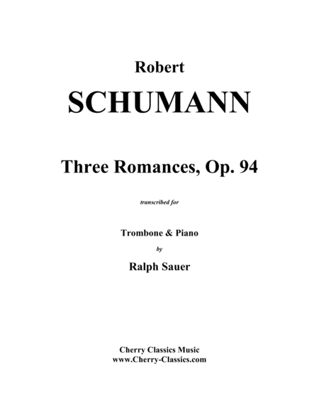 Free Sheet Music Three Romances For Trombone And Piano Op 94