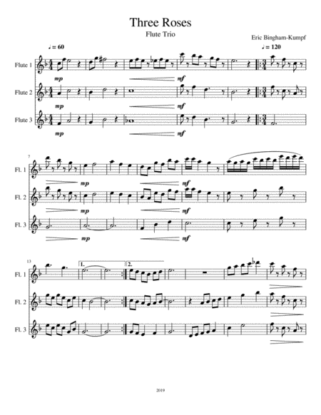 Three Roses Sheet Music