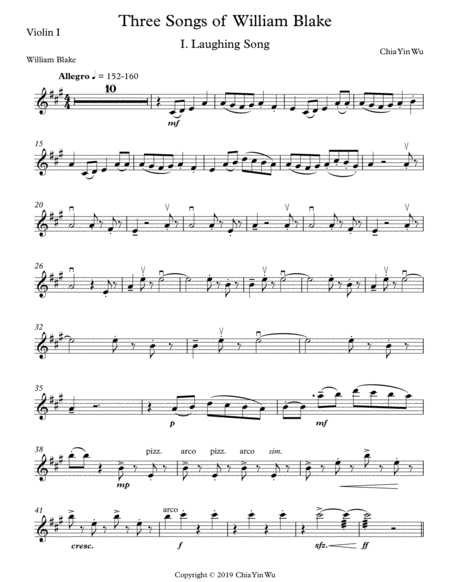 Free Sheet Music Three Songs Of William Blake Instrumental Parts