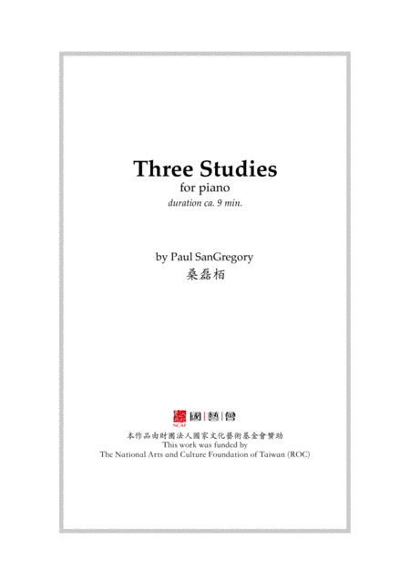 Free Sheet Music Three Studies For Solo Piano