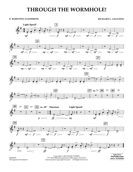 Through The Worm Hole Eb Baritone Saxophone Sheet Music