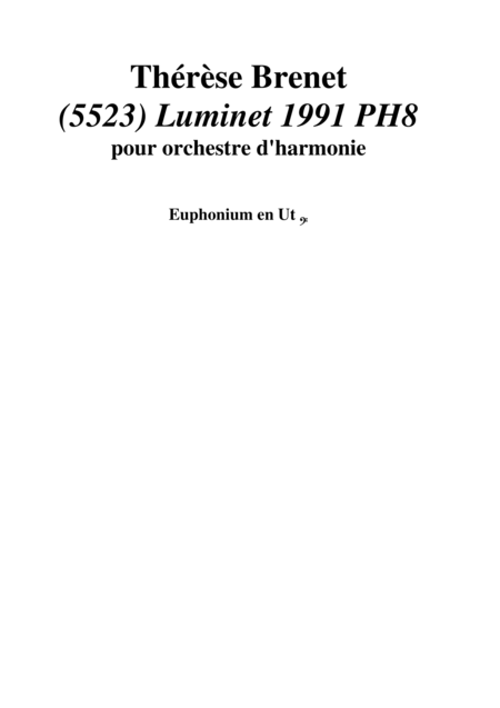 Thrse Brenet 5523 Luminet 1991 Ph8 For Concert Band C Euphonium Baritone Part Bass Clef Sheet Music