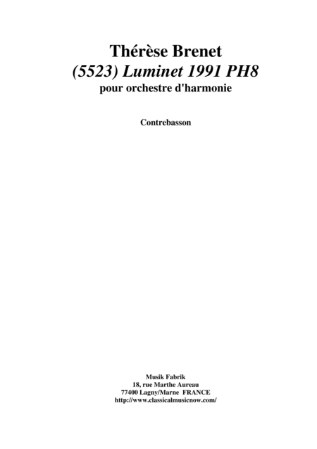 Free Sheet Music Thrse Brenet 5523 Luminet 1991 Ph8 For Concert Band Contrabassoon Part