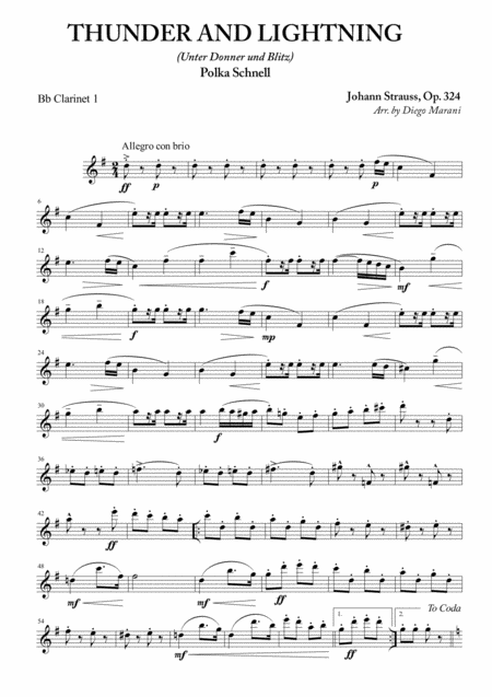 Thunder And Lightning For Clarinet Quartet Sheet Music