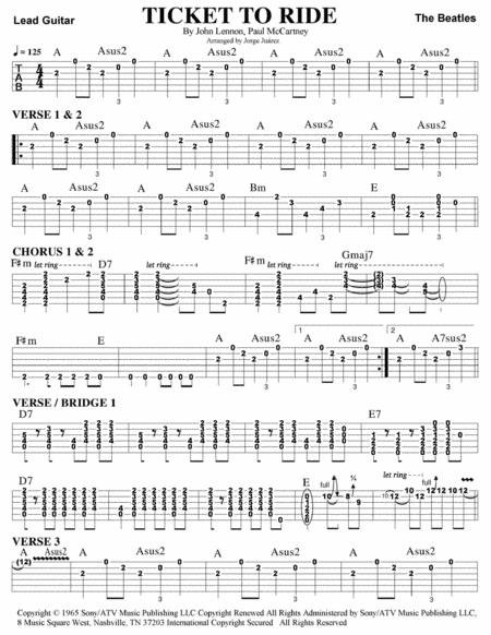 Free Sheet Music Ticket To Ride Guitar Tab