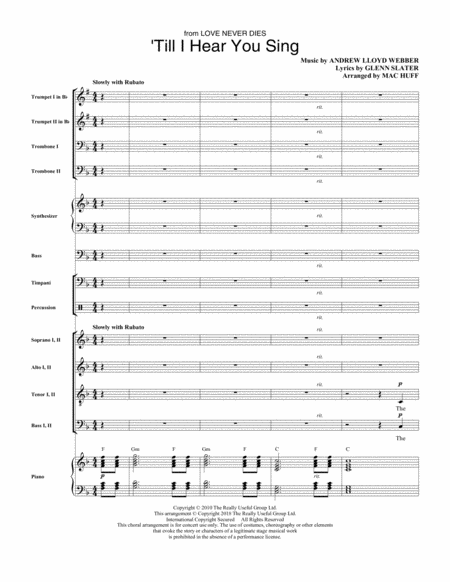 Till I Hear You Sing From Love Never Dies Arr Mac Huff Score Sheet Music