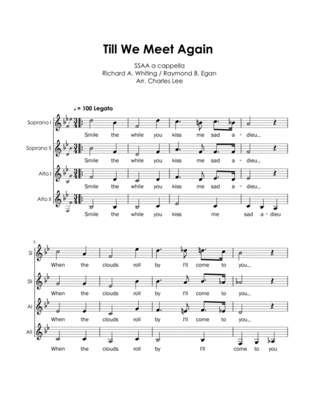 Till We Meet Again Ssaa A Cappella Sheet Music