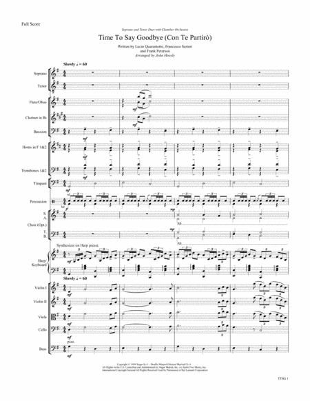 Free Sheet Music Time To Say Goodbye Duet With Chamber Orchestra