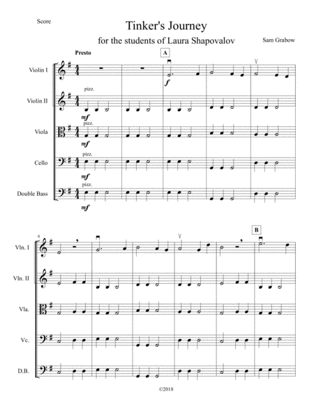 Free Sheet Music Tinkers Journey