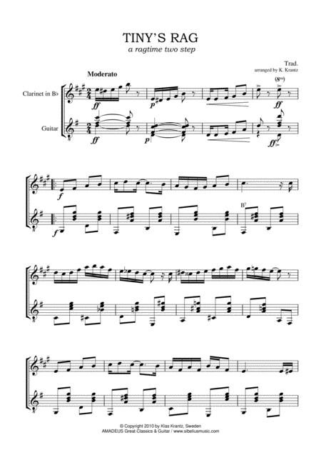 Free Sheet Music Tiny Rag For Clarinet In Bb And Guitar