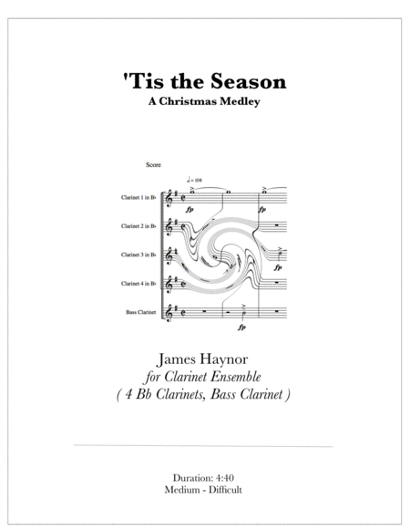 Free Sheet Music Tis The Season A Christmas Medley For Clarinets