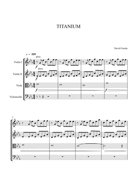 Free Sheet Music Titanium For String Quartet Score And Part Included