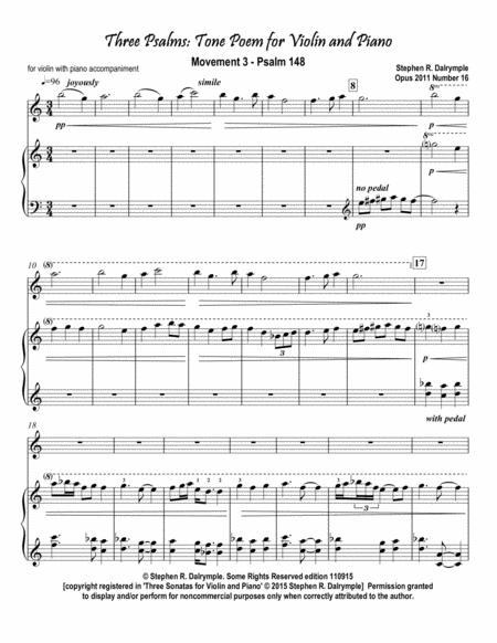 Free Sheet Music Title Three Psalms Tone Poem For Instrumental Solo Violin Movement 3 Psalm 148