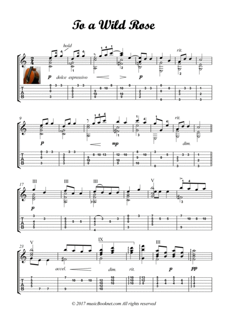 Free Sheet Music To A Wild Rose Guitar Solo